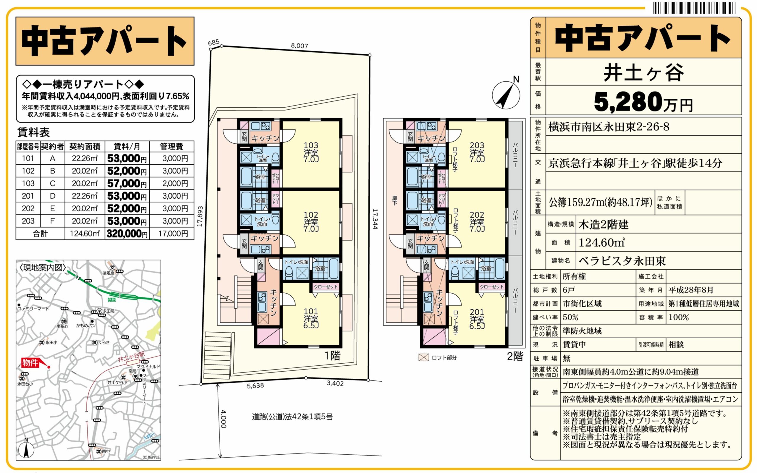 横浜市南区永田東2丁目一棟売りアパート